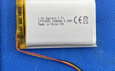 Certified LP703450 1400mAh 5.18Wh LiPo Battery Batteries With Regulation (EU) 2023/1542