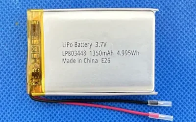UN38.3 IEC62133-2017 Certified LP803448 3.7V 1350mAh 4.995Wh LiPo Battery Batteries